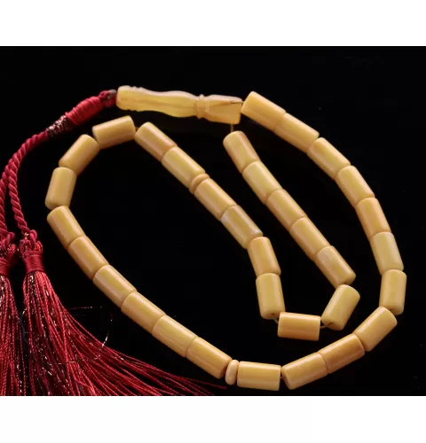 Islamic 33 Prayer BALTIC AMBER CYLINDER Beads Muslim Rosary