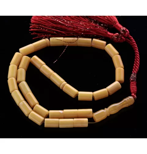 Islamic 33 Prayer BALTIC AMBER CYLINDER Beads Muslim Rosary
