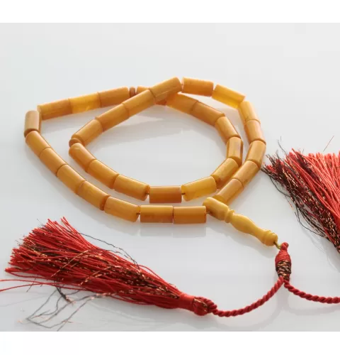 Islamic 33 Prayer BALTIC AMBER CYLINDER Beads Rosary