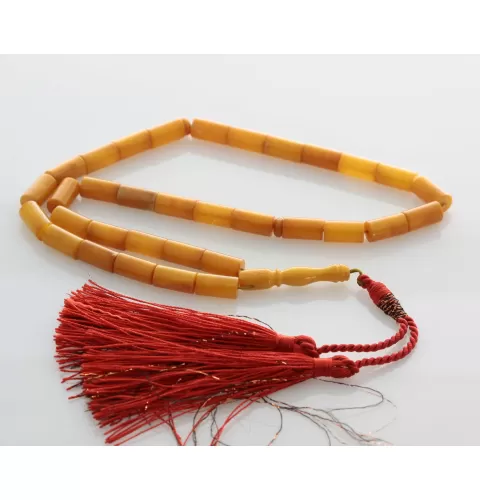Islamic 33 Prayer BALTIC AMBER CYLINDER Beads Rosary