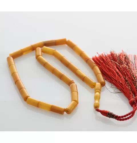 Islamic 33 Prayer BALTIC AMBER CYLINDER Beads Rosary