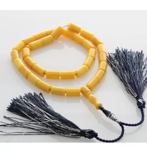 Islamic 33 Prayer BALTIC AMBER CYLINDER Beads Rosary