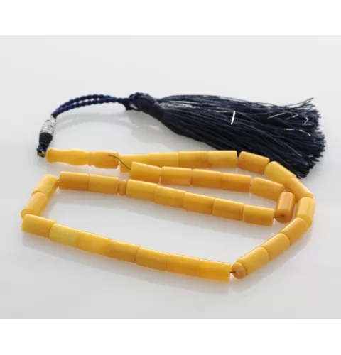 Islamic 33 Prayer BALTIC AMBER CYLINDER Beads Rosary