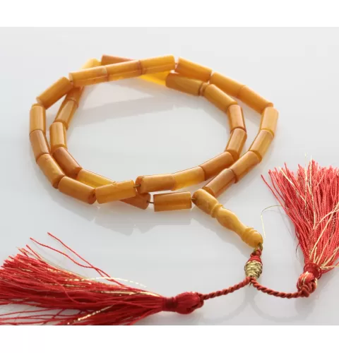 Islamic 33 Prayer BALTIC AMBER CYLINDER Beads Rosary