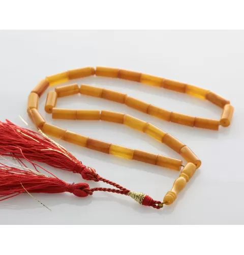 Islamic 33 Prayer BALTIC AMBER CYLINDER Beads Rosary