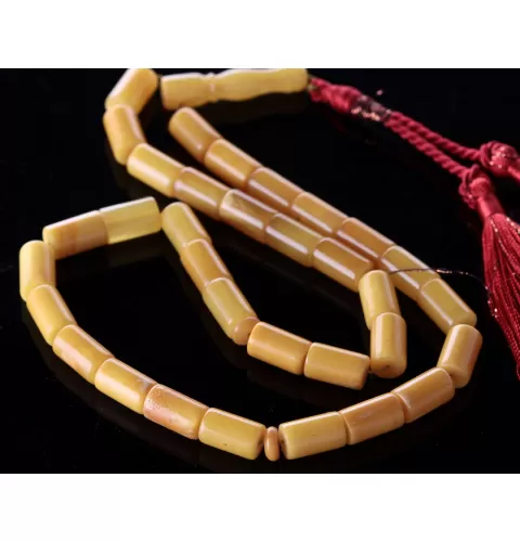 Islamic 33 Prayer BALTIC AMBER CYLINDER Beads Rosary