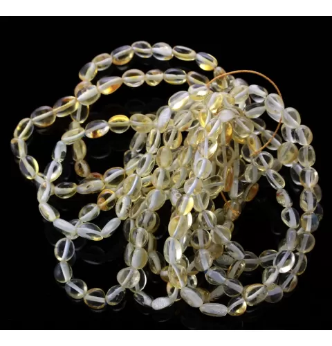 10 Lemon BEANS Baltic amber stretch bracelet 19cm