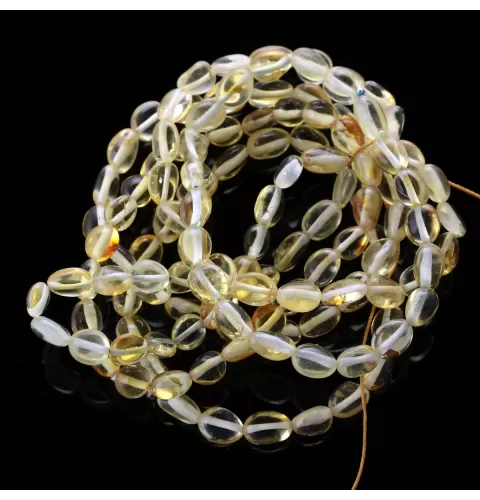 6 Lemon BEANS Baltic amber stretch bracelet 19cm