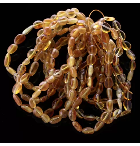 10 Honey BEANS Baltic amber stretch bracelet 19cm
