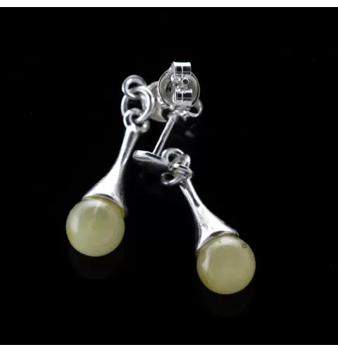 Milk Ball Baltic Amber Drop Dangle Earrings