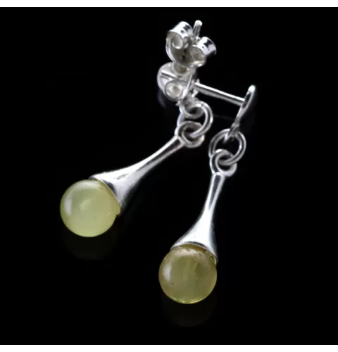 Milk Ball Baltic Amber Drop Dangle Earrings