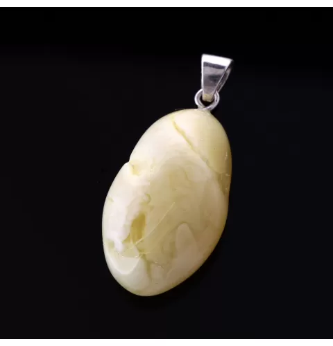 Free-shaped Baltic Amber Silver Pendant