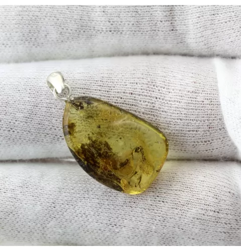 Free-shaped Baltic Amber Silver Pendant