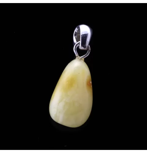 Free-shaped Milk Baltic Amber Silver Pendant