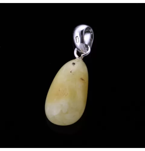 Free-shaped Milk Baltic Amber Silver Pendant
