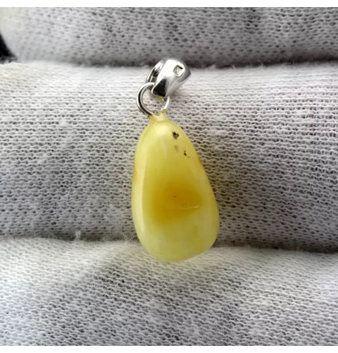 Free-shaped Milk Baltic Amber Silver Pendant
