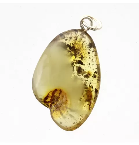 Free-shaped Baltic Amber Silver Pendant