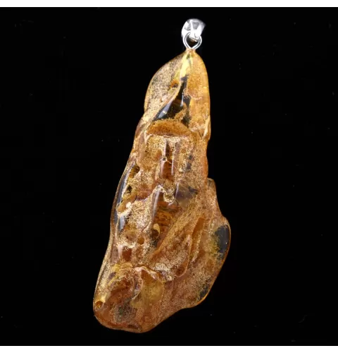 Free-form Natural Baltic Amber Silver Pendant