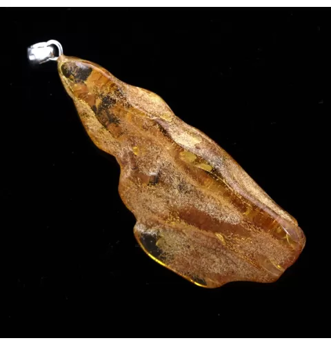 Free-form Natural Baltic Amber Silver Pendant
