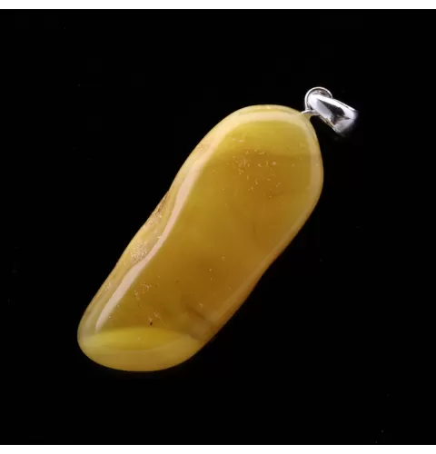 Free-form Natural Baltic Amber Silver Pendant