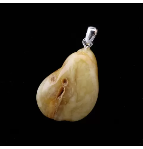 Free-form Natural Baltic Amber Silver Pendant