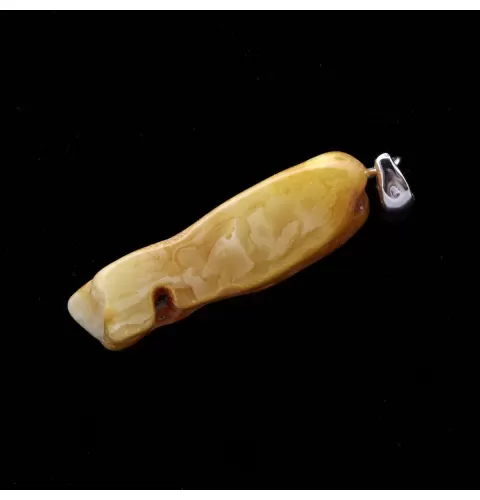 Free-form Natural Baltic Amber Silver Pendant