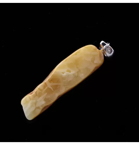 Free-form Natural Baltic Amber Silver Pendant