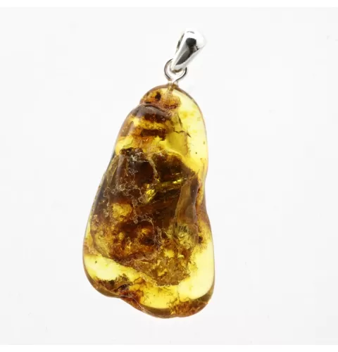 Free-form Natural Baltic Amber Silver Pendant
