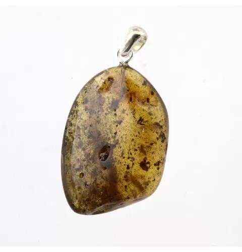 Free-form Natural Baltic Amber Silver Pendant