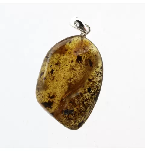 Free-form Natural Baltic Amber Silver Pendant