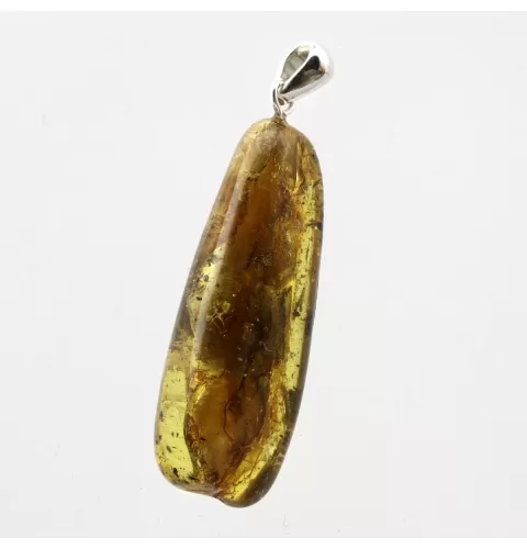 Free-form Natural Baltic Amber Silver Pendant