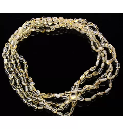 5 Lemon BEANS Baltic amber adult necklaces 55cm