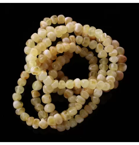 5 Butter BAROQUE Baltic amber stretchy bracelets 18cm