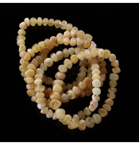 5 Butter BAROQUE Baltic amber stretchy bracelets 18cm