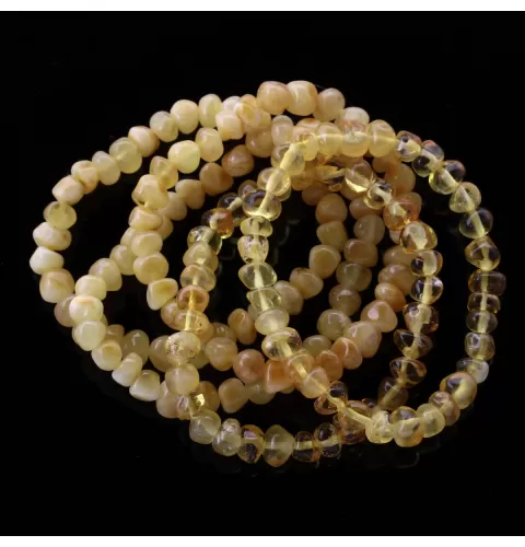 5 Butter BAROQUE Baltic amber stretchy bracelets 18cm