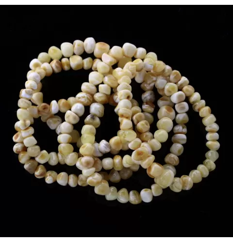 6 White BAROQUE Baltic amber stretchy bracelets 18cm