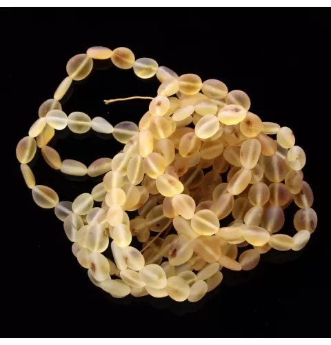 10 Raw Lemon BEANS Baltic amber stretch bracelet 19cm
