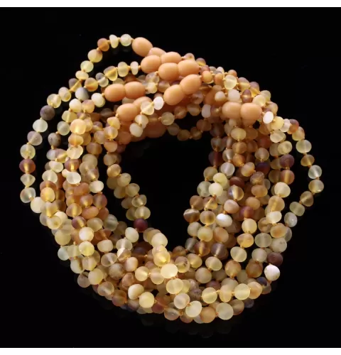 10 Raw Mix BAROQUE Baltic amber teething necklaces 28cm