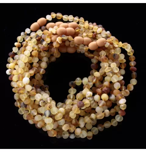 10 Raw Mix BAROQUE Baltic amber teething necklaces 28cm