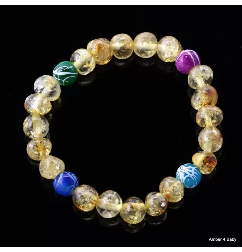 Gemstone Baltic Amber Teething Bracelet for Babies
