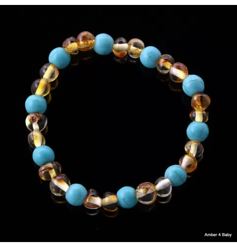 Gemstone Baltic Amber Teething Bracelet for Babies
