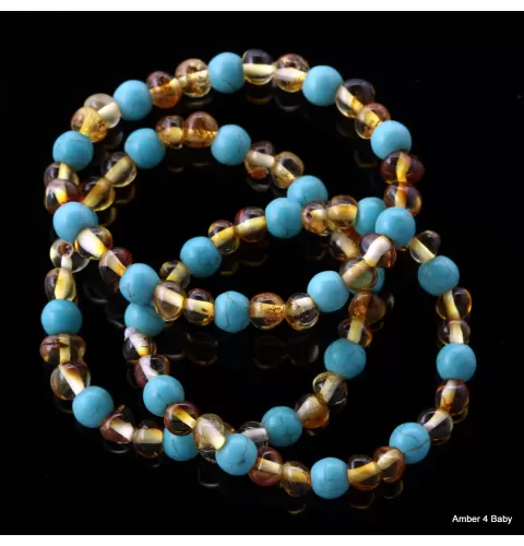 Gemstone Baltic Amber Teething Bracelet for Babies