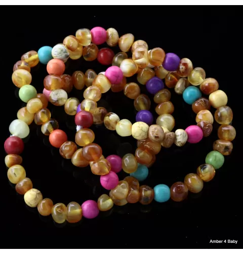 Gemstone Baltic Amber Teething Bracelet for Babies