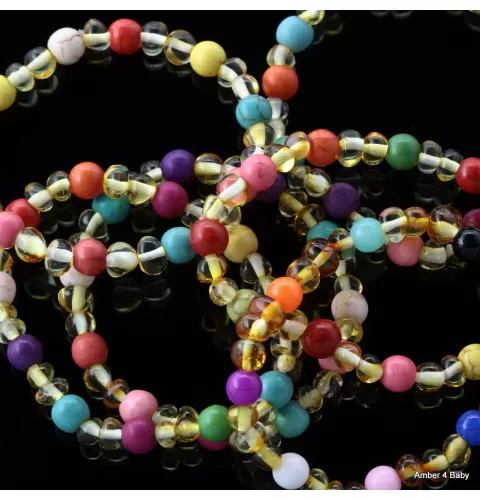 Gemstone Baltic Amber Teething Bracelet for Babies
