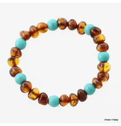 Gemstone Baltic Amber Teething Bracelet for Babies