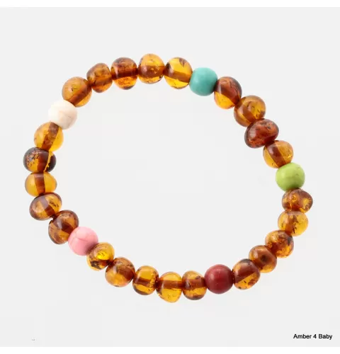 Gemstone Baltic Amber Teething Bracelet for Babies
