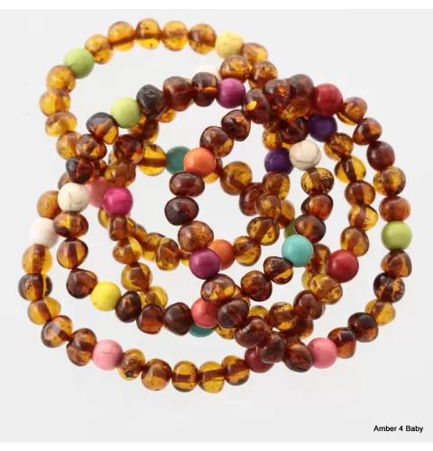 Gemstone Baltic Amber Teething Bracelet for Babies