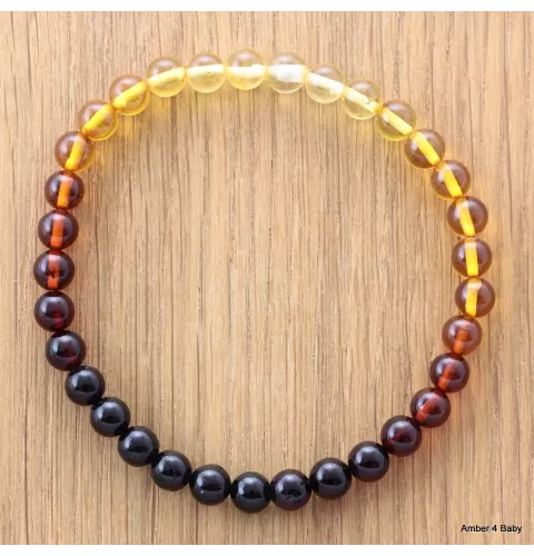 Polished ROUND beads Baltic amber stretchy bracelet
