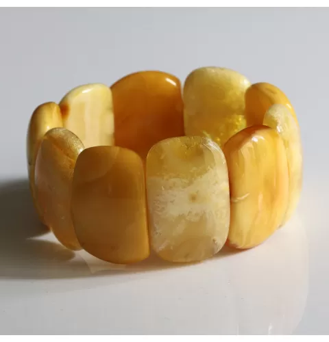 Large butter pieces Baltic amber stretch bracelet 20cm