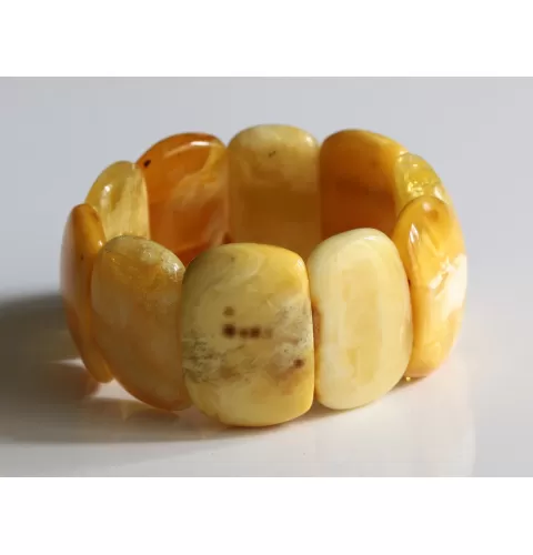 Large butter pieces Baltic amber stretch bracelet 20cm